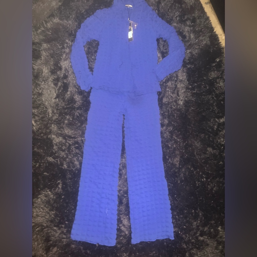 Fashion Nova Electric Blue Textured Knit Set